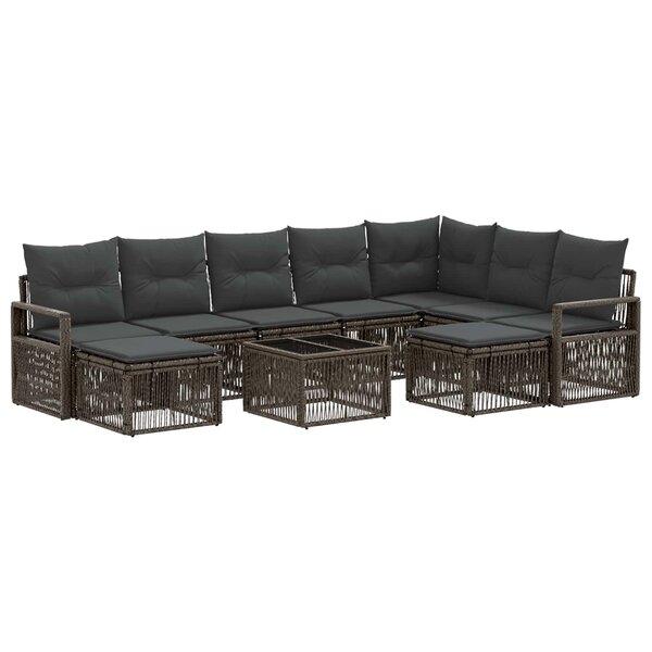 vidaXL Ensemble de canapé de jardin 10 Pièces Gris polyrotin