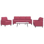 vidaXL Ensemble de canapés 3 Pièces avec coussins Rouge bordeaux Velours