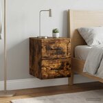 vidaXL Cabinet de chevet mural 2 pc Chêne fumé 34 5 x 33 x 40 cm
