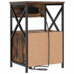 vidaXL Cabinet de chevet avec tiroir 2 Pièces Chêne fumé 40 x 31 x 60 cm