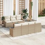 vidaXL Ensemble de canapé de jardin 8 Pièces Beige et blanc