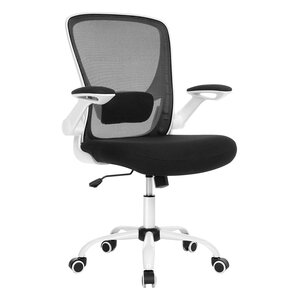 Fauteuil de bureau avec accoudoir rabattable chaise de bureau en toile siège pivotant à 360° support lombaire réglable gain de place noir 12_0005863