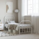 vidaXL Cadre de lit métal sans matelas avec pied de lit blanc 75x190cm