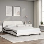 vidaXL Cadre de lit Dover blanc et noir 160x200 cm similicuir