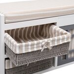 vidaXL Banc d'entrée Blanc 70 x 33 5 x 45 cm Bois de Paulownia