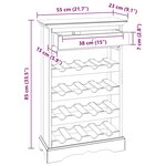 vidaXL Casier à bouteilles bois d'acajou massif 55x23x85 cm