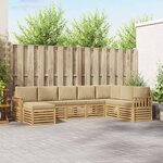 vidaXL Ensemble de canapés d'extérieur 6 Pièces Blanc et Beige
