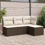 vidaXL Salon de jardin 4 Pièces avec coussins marron résine tressée