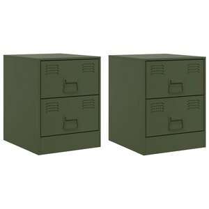 vidaXL Tables de chevet 2 Pièces vert 34 5x39x44 cm acier