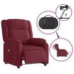 vidaXL Fauteuil de massage inclinable électrique Rouge bordeaux Tissu