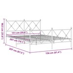 vidaXL Cadre de lit métal sans matelas et pied de lit blanc 150x200 cm