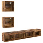 vidaXL Unités murales TV avec LED 5 Pièces Bois ancien Bois d'ingénierie