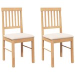 vidaXL Chaises à manger coussins 2 Pièces bois massif caoutchouc