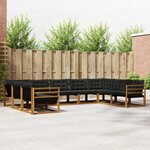 vidaXL Ensemble de canapés d'extérieur 9 Pièces Naturel et Noir