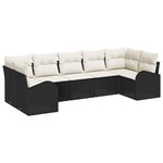 Ensemble 7 pièces canapé de jardin vidaXL avec coussins Noir Poly Rotin
