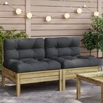 vidaXL Canapé de jardin sans accoudoirs et coussins 2 Pièces pin imprégné