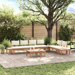 vidaXL Ensemble de banc de jardin avec coussin 5 Pièces Marron et Crème