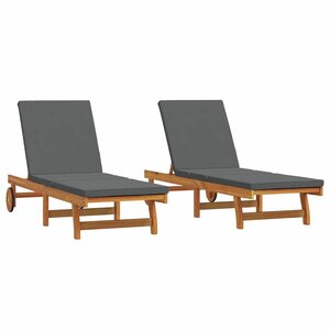 vidaXL Transat 2 Pièces Marron 63 x 199 x 85cm Bois d'acacia massif