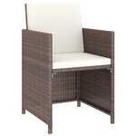 vidaXL Meuble à dîner de jardin 6Pièces et coussins Résine tressée Marron