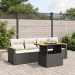 vidaXL Salon de jardin 5 Pièces avec coussins noir résine tressée