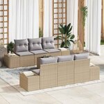 vidaXL Ensemble de canapé de jardin 7 Pièces Beige Poly rotin
