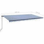 vidaXL Auvent manuel rétractable avec LED 600x350 cm Bleu et blanc