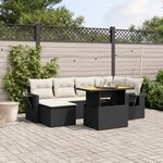 vidaXL Salon de jardin 7 Pièces avec coussins noir résine tressée
