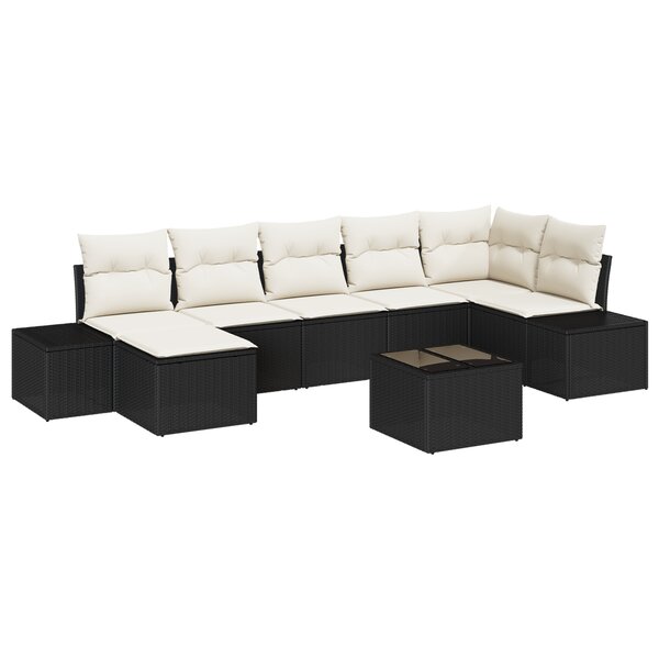 vidaXL Ensemble de canapé de jardin 7 pièces avec coussins en rotin poly brun