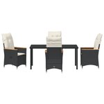 vidaXL Ensemble de salle à manger de jardin de 5 pièces avec coussins en poly résine noire