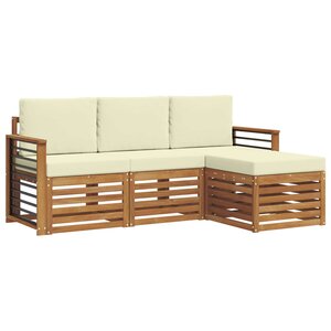 vidaXL Ensemble de canapés d'extérieur 4 pc Naturel et Crème