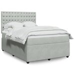 vidaXL Sommier à lattes de lit et matelas Gris clair 140x190cm Velours