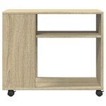 vidaXL Table d'appoint avec roues Chêne sonoma bois d'ingénierie