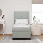 vidaXL Lit à Ressorts avec Matelas LED Gris clair 80 x 200 cm Velours