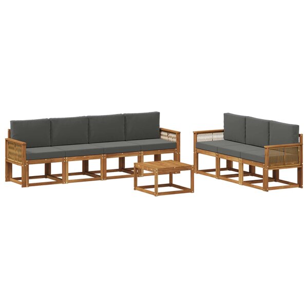 vidaXL Ensemble de canapés d'extérieur 8 pc Naturel et Anthracite