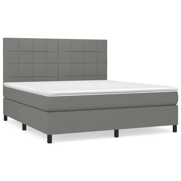vidaXL Sommier à lattes de lit avec matelas Gris foncé 180x200cm Tissu