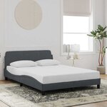 vidaXL Cadre de lit Dover gris foncé 137x190 cm velours