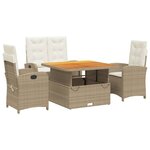 vidaXL Ensemble à manger de jardin coussins 4 Pièces beige résine tressée