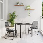 vidaXL Set de 3 Pièces Salle à Manger de Jardin Noir Rattan PVC