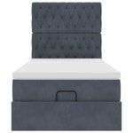 vidaXL Cadre de lit ottoman avec matelas gris foncé 90x190 cm velours