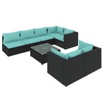 vidaXL Salon de jardin 8 Pièces avec coussins noir résine tressée