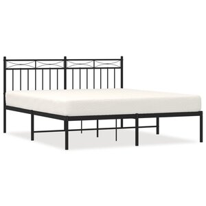 vidaXL Cadre de lit métal sans matelas et tête de lit noir 160x200 cm
