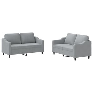 vidaXL Ensemble de canapés 2 Pièces avec coussins Gris clair Tissu