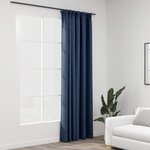 vidaXL Rideau occultant d'aspect de lin avec crochets Bleu 290x245 cm