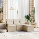 vidaXL Salon de jardin avec coussins 4 Pièces beige résine tressée