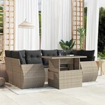 vidaXL Salon de jardin avec coussins 7 Pièces gris clair résine tressée