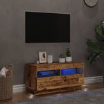 vidaXL Meuble TV avec lumières LED vieux bois bois d'ingénierie