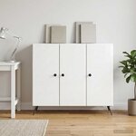 vidaXL Buffet Blanc brillant 89 x 34 5 x 80 cm Bois d'ingénierie