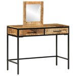 vidaXL Table de Maquillage 100x40x75/120 cm Bois Massif Mangue Rugueux