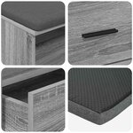 vidaXL Banc d'entrée avec coussin Gris Sonoma 100 x 38 x 46 cm