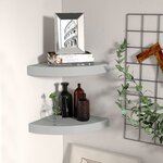 vidaXL Étagères d'angle flottantes 2 Pièces gris 25x25x3 8 cm MDF